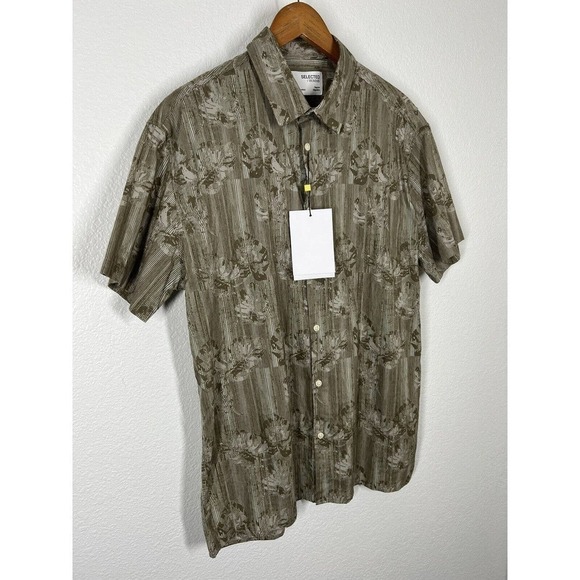 Selected Homme Mens Judd Short Sleeve Shirt Size XL Leaf Print - Picture 2 of 8